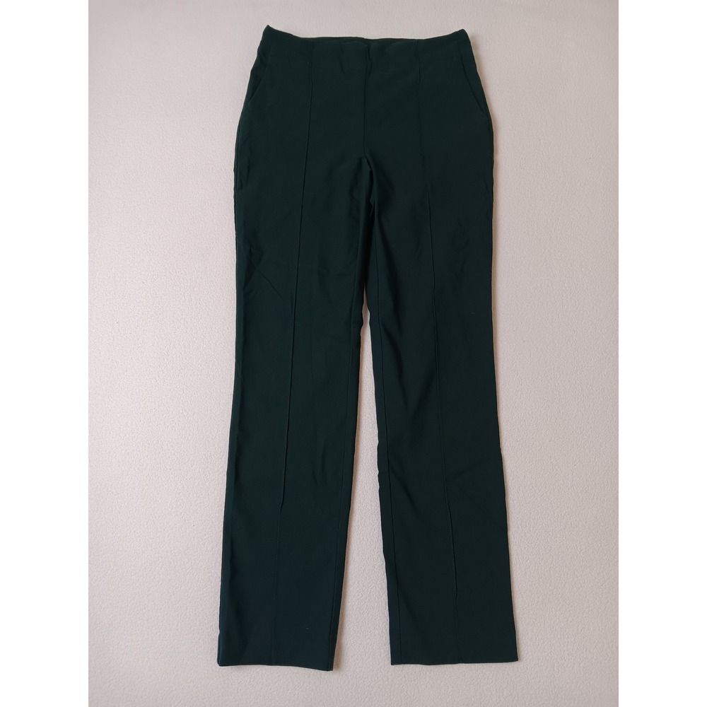 Hilary Radley Forest Green Pintuck Pull On Straight Leg Pants Womens XS D5606